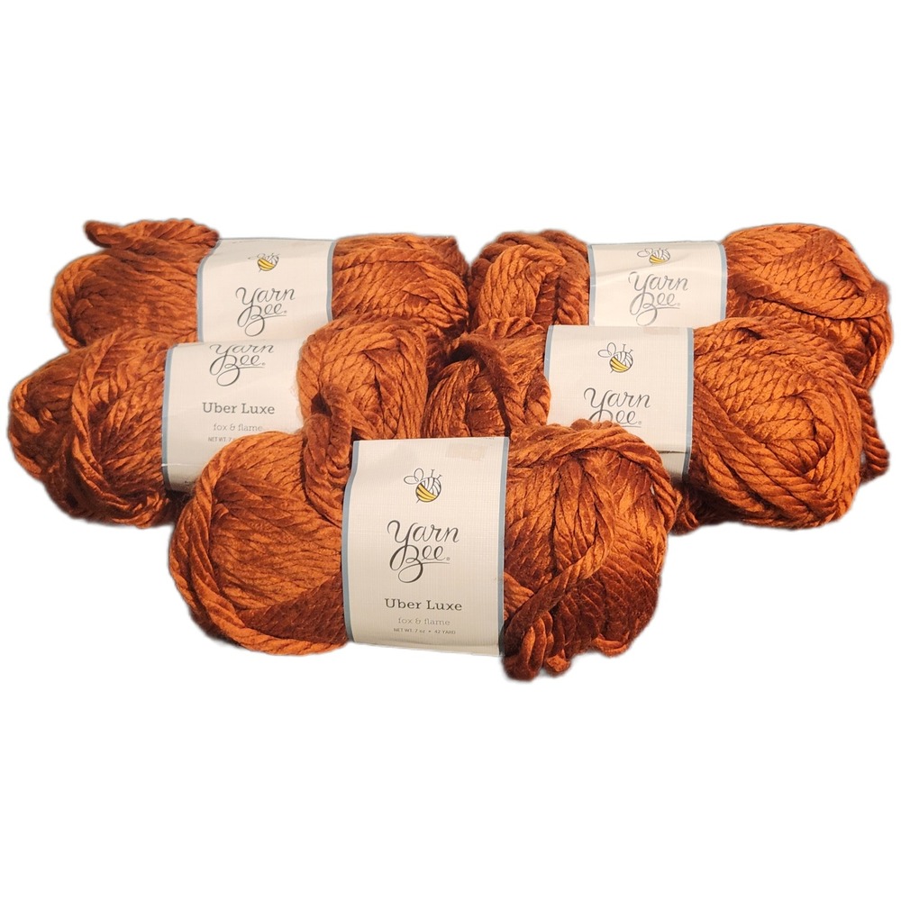 Yarn Bee Uber Luxe Fox & Flame Orange Super Bulky Acrylic Yarn Lot of 5 Skeins